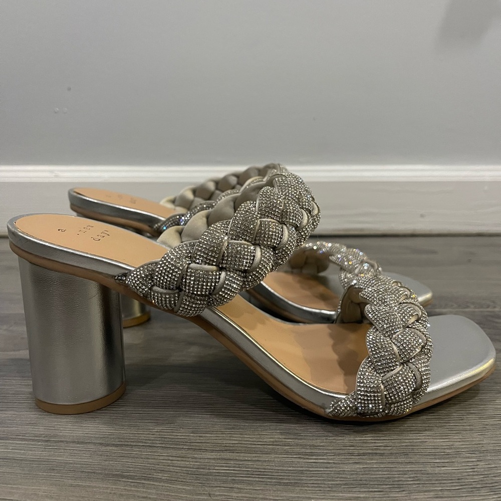 Elegant Silver Braided Women's Heels